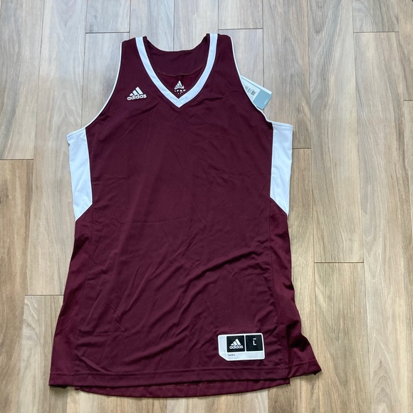 adidas Tops - adidas performance tank team jersey top maroon white size L